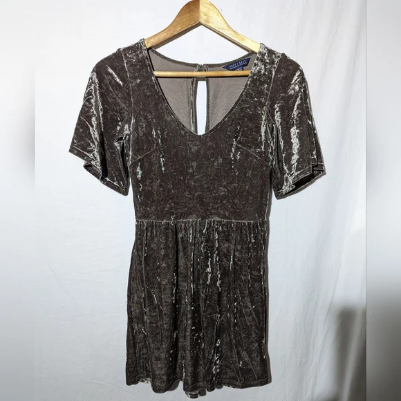 velour skater dress Vintage 90s Wine Red Velour Mini Dress - Medium to Large